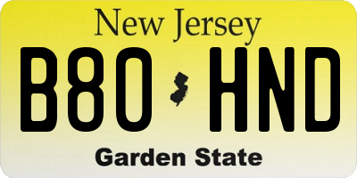 NJ license plate B80HND