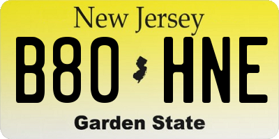 NJ license plate B80HNE
