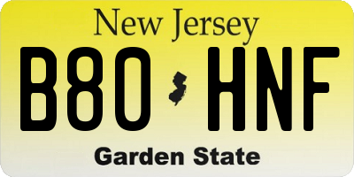 NJ license plate B80HNF