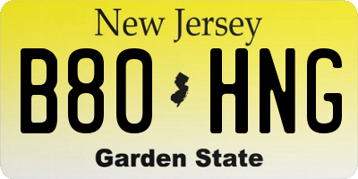NJ license plate B80HNG