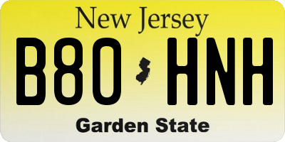 NJ license plate B80HNH
