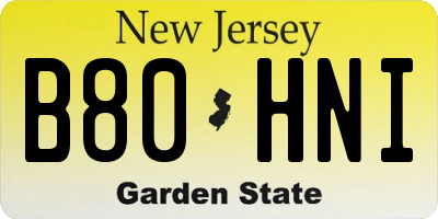 NJ license plate B80HNI