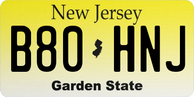 NJ license plate B80HNJ