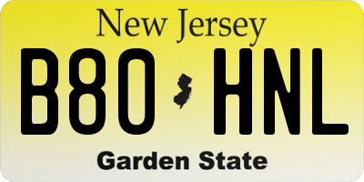 NJ license plate B80HNL