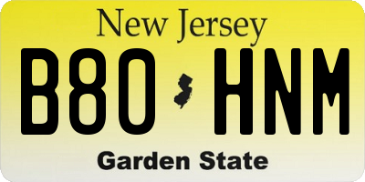 NJ license plate B80HNM