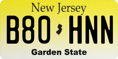 NJ license plate B80HNN