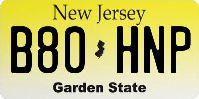 NJ license plate B80HNP