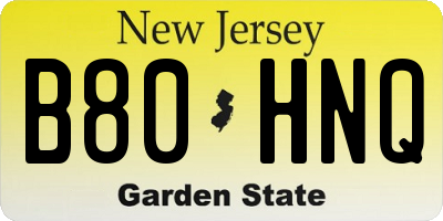 NJ license plate B80HNQ