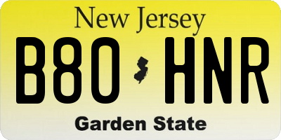 NJ license plate B80HNR