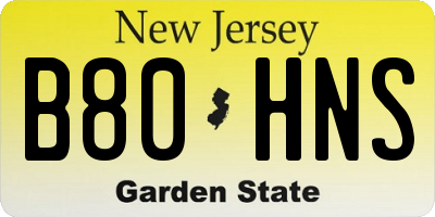 NJ license plate B80HNS
