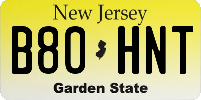 NJ license plate B80HNT