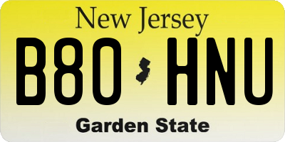 NJ license plate B80HNU