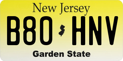 NJ license plate B80HNV