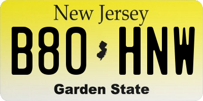NJ license plate B80HNW