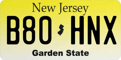 NJ license plate B80HNX
