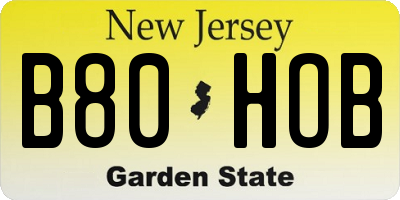 NJ license plate B80HOB