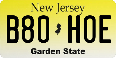 NJ license plate B80HOE