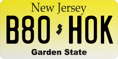 NJ license plate B80HOK