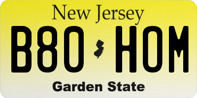 NJ license plate B80HOM