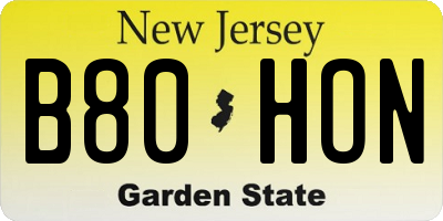 NJ license plate B80HON