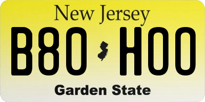 NJ license plate B80HOO