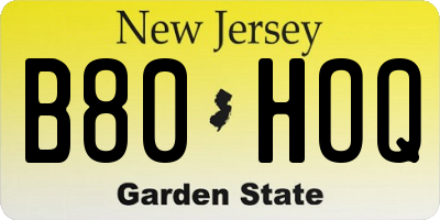 NJ license plate B80HOQ