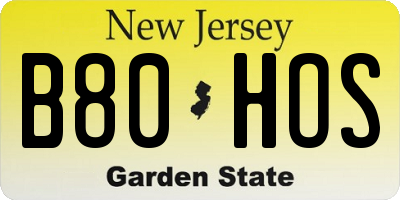NJ license plate B80HOS