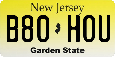 NJ license plate B80HOU