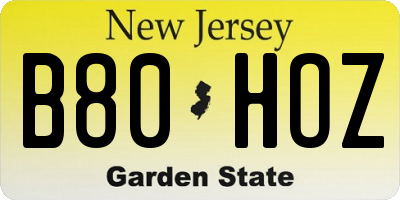 NJ license plate B80HOZ