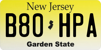 NJ license plate B80HPA