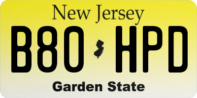 NJ license plate B80HPD