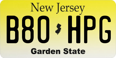 NJ license plate B80HPG