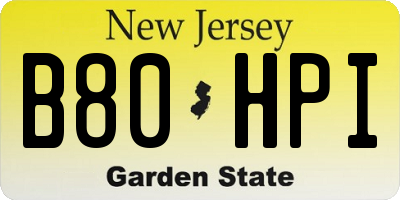 NJ license plate B80HPI