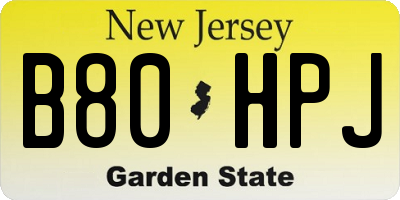 NJ license plate B80HPJ
