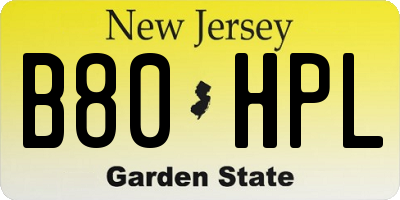 NJ license plate B80HPL