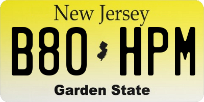 NJ license plate B80HPM