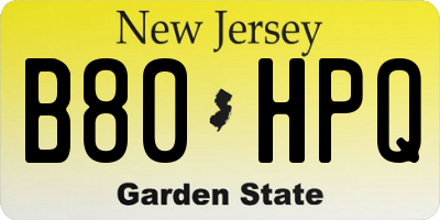 NJ license plate B80HPQ