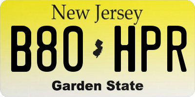 NJ license plate B80HPR