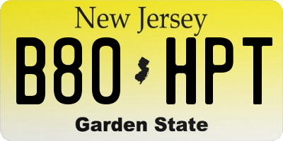 NJ license plate B80HPT