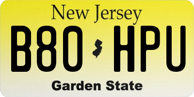 NJ license plate B80HPU
