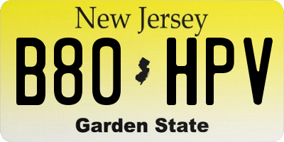 NJ license plate B80HPV