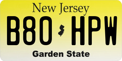 NJ license plate B80HPW