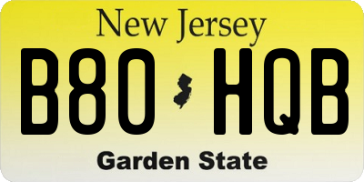 NJ license plate B80HQB