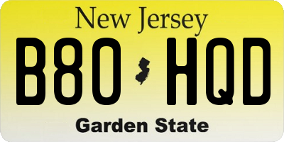NJ license plate B80HQD