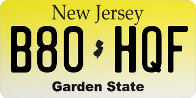 NJ license plate B80HQF