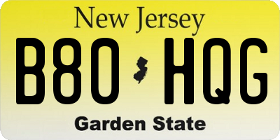 NJ license plate B80HQG