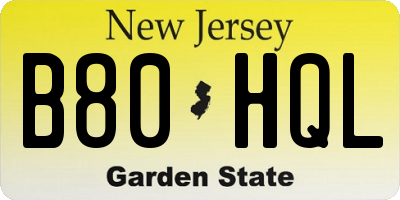 NJ license plate B80HQL
