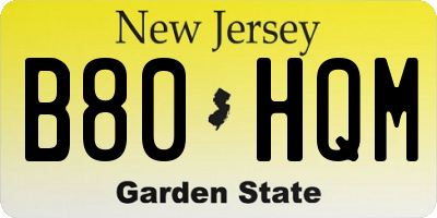 NJ license plate B80HQM