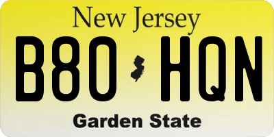 NJ license plate B80HQN