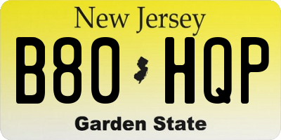 NJ license plate B80HQP
